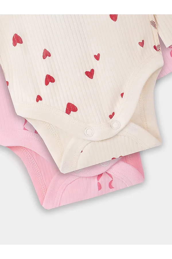 Боди детское (2шт.) MARK FORMELLE, сердечки на молочном +бантики на розовой сказке - фото 2
