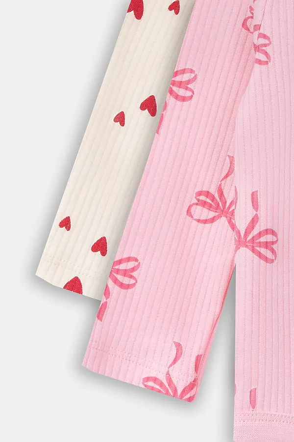 Боди детское (2шт.) MARK FORMELLE, сердечки на молочном +бантики на розовой сказке - фото 2