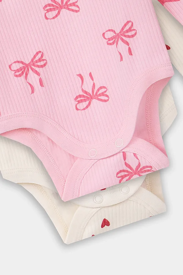Боди детское (2шт.) MARK FORMELLE, сердечки на молочном +бантики на розовой сказке - фото 2