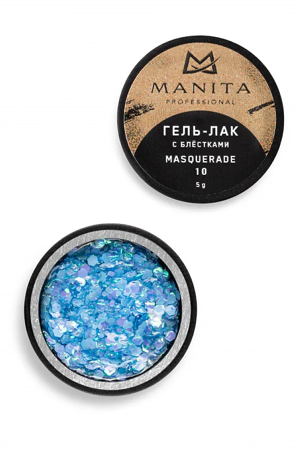 Manita Professional Гель-лак для ногтей с блёстками / Masquerade №10, 5 г KRISTALLER, - - фото 2