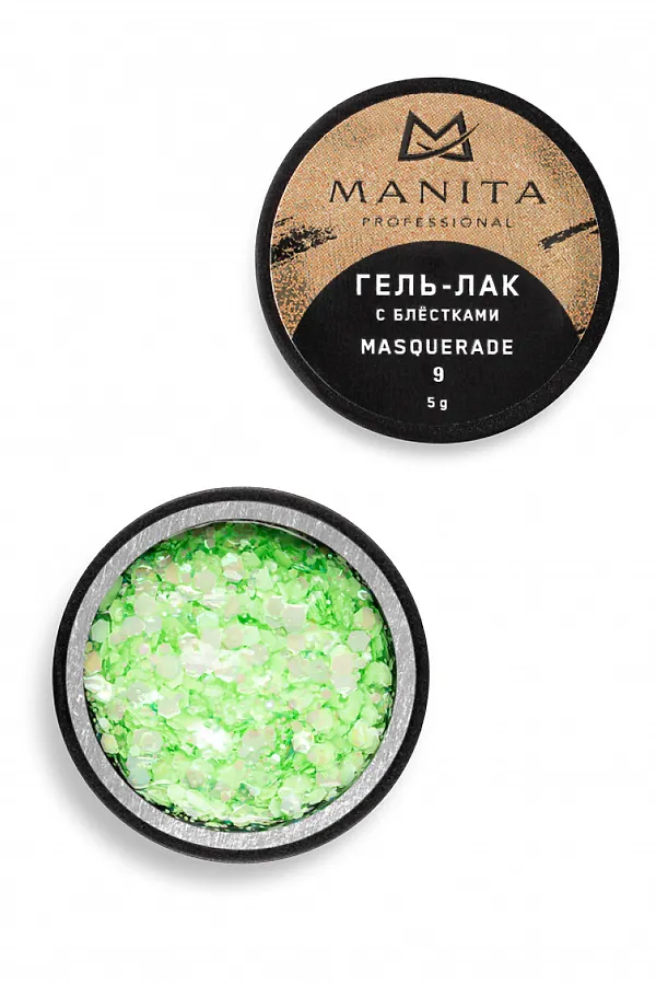 Manita Professional Гель-лак для ногтей с блёстками / Masquerade №09, 5 г KRISTALLER, - - фото 2