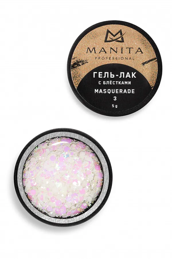 Manita Professional Гель-лак для ногтей с блёстками / Masquerade №03, 5 г KRISTALLER, - - фото 2