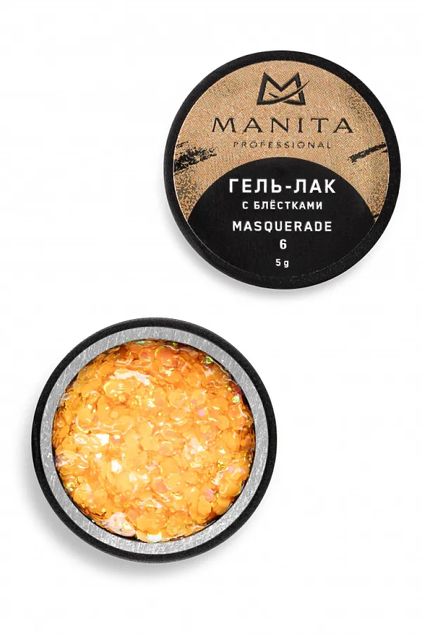 Manita Professional Гель-лак для ногтей с блёстками / Masquerade №06, 5 г KRISTALLER, - - фото 2