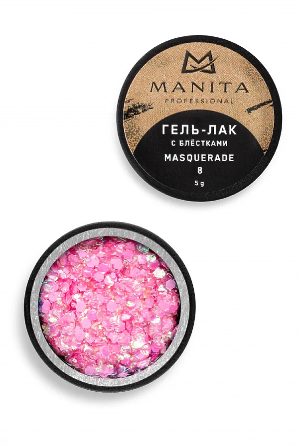 Manita Professional Гель-лак для ногтей с блёстками / Masquerade №08, 5 г KRISTALLER, - - фото 2