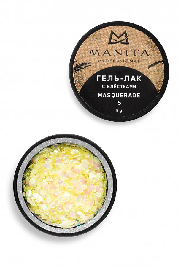 Manita Professional Гель-лак для ногтей с блёстками / Masquerade №05, 5 г KRISTALLER, - - фото 2