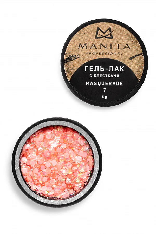 Manita Professional Гель-лак для ногтей с блёстками / Masquerade №07, 5 г KRISTALLER, - - фото 2