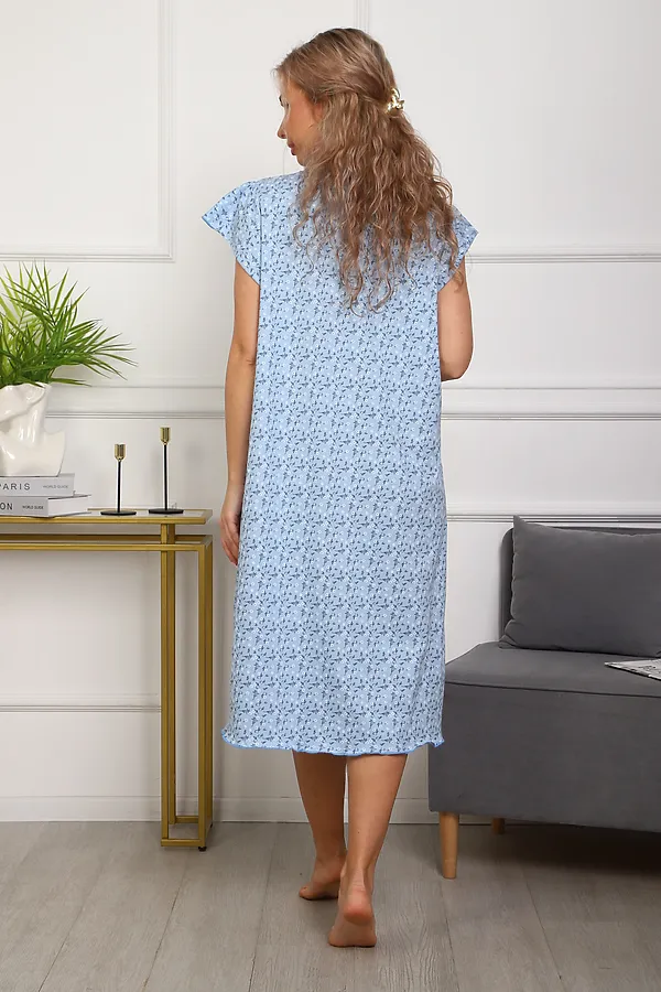 Сорочка 312 НАТАЛИ, голубой цветок - фото 2