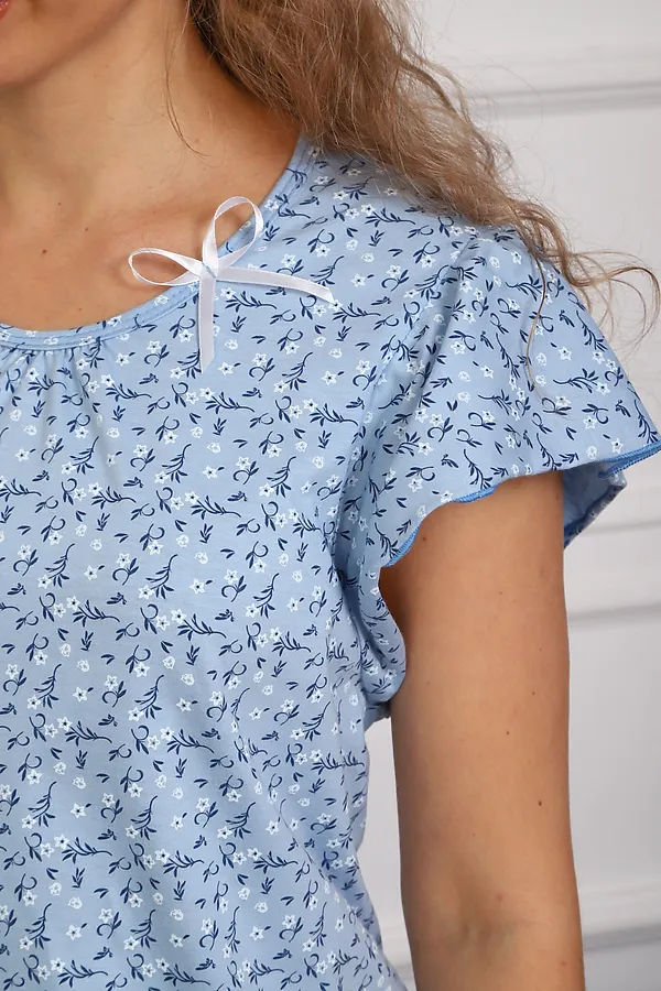 Сорочка 312 НАТАЛИ, голубой цветок - фото 2