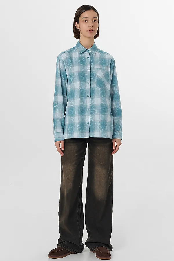 Рубашка женская MARK FORMELLE, синяя клетка - фото 2