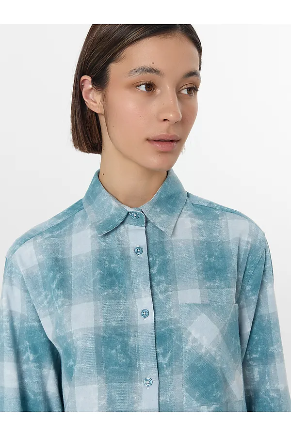 Рубашка женская MARK FORMELLE, синяя клетка - фото 2