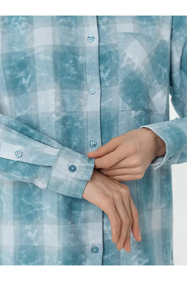 Рубашка женская MARK FORMELLE, синяя клетка - фото 2