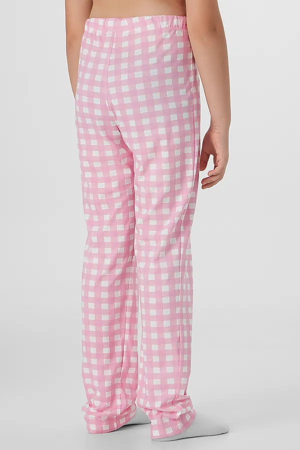 Комплект для девочек (лонгслив, брюки) MARK FORMELLE, св.молочный +бело -розовая клетка - фото 2