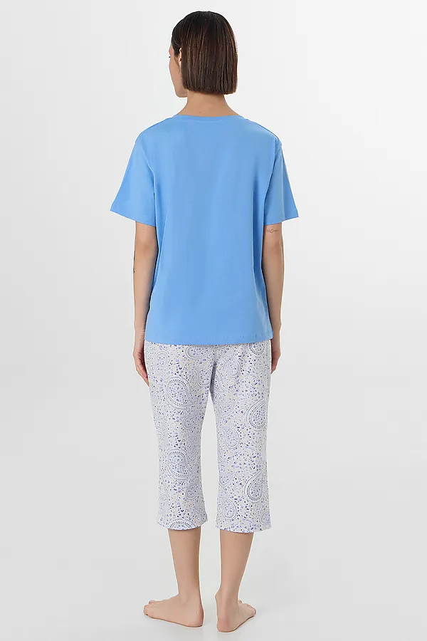 Комплект женский (футболка, бриджи) MARK FORMELLE, сине -голубой +узор на голубом - фото 2
