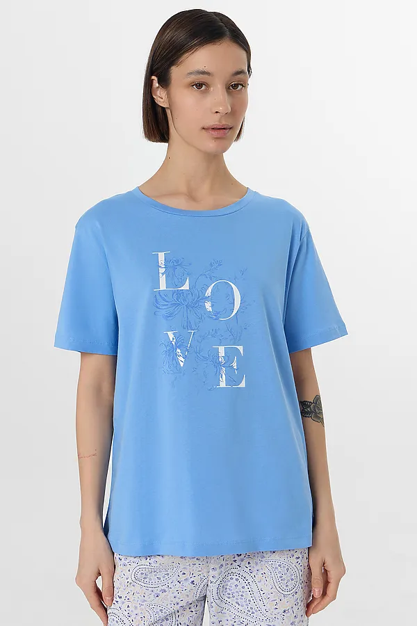 Комплект женский (футболка, бриджи) MARK FORMELLE, сине -голубой +узор на голубом - фото 2