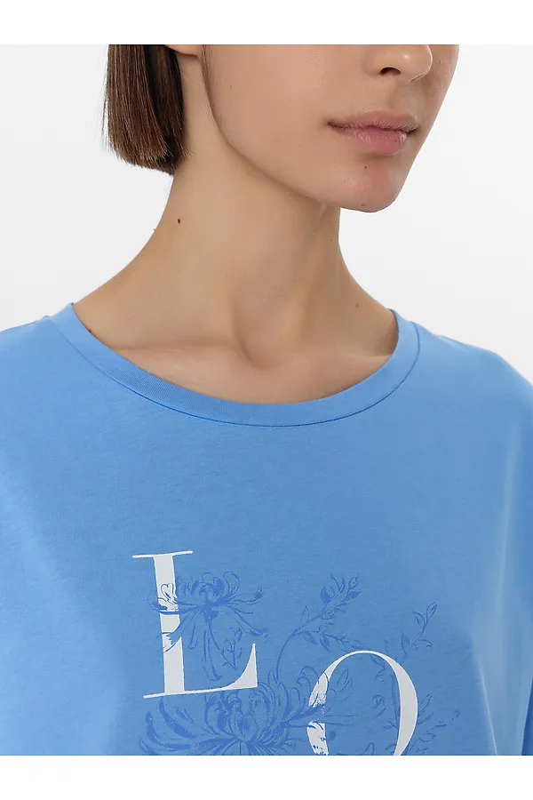 Комплект женский (футболка, бриджи) MARK FORMELLE, сине -голубой +узор на голубом - фото 2