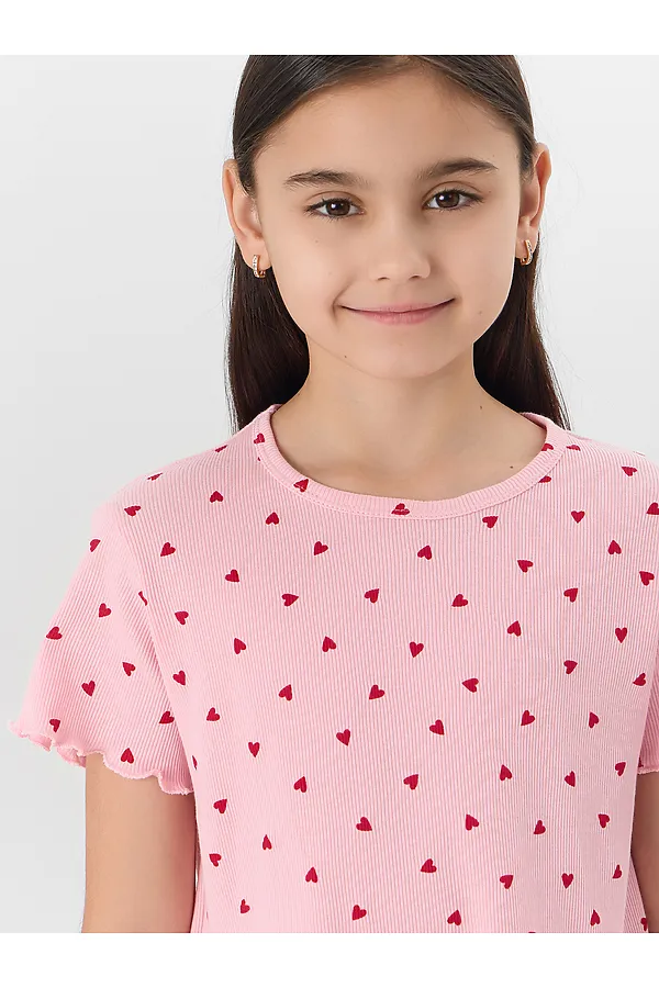 Комплект для девочек (футболка, шорты) MARK FORMELLE, сердечки на розовом - фото 2