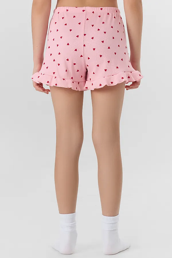 Комплект для девочек (футболка, шорты) MARK FORMELLE, сердечки на розовом - фото 2