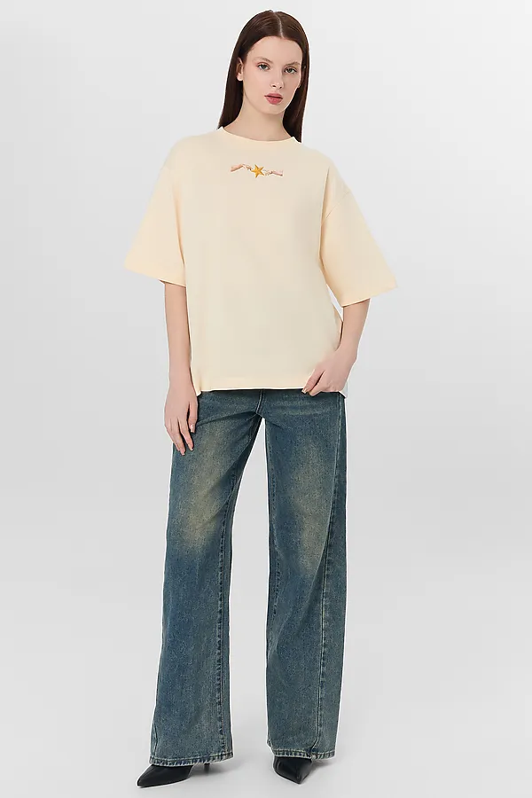 Футболка женская MARK FORMELLE, сливочное масло +печать - фото 2