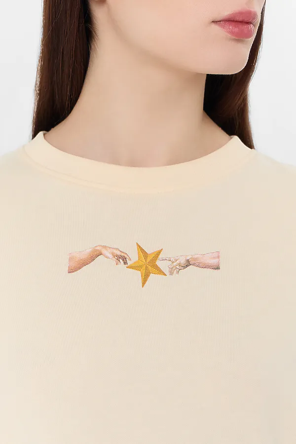 Футболка женская MARK FORMELLE, сливочное масло +печать - фото 2