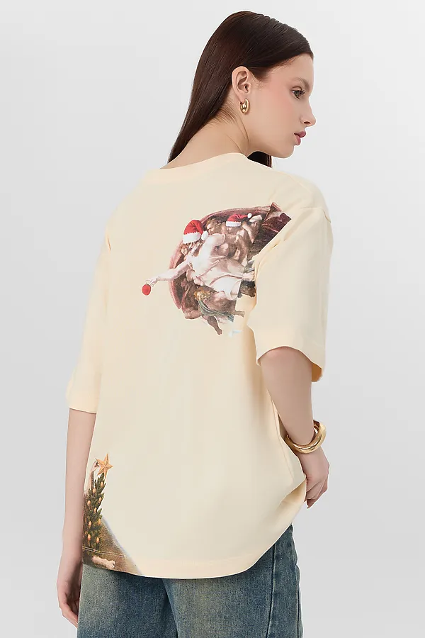 Футболка женская MARK FORMELLE, сливочное масло +печать - фото 2