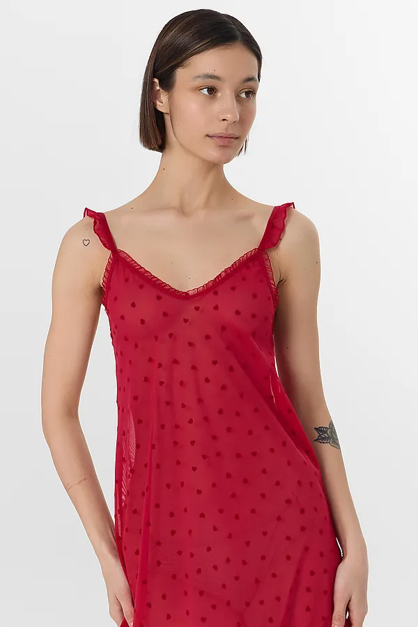 Сорочка ночная женская MARK FORMELLE, сердечки на алом - фото 2