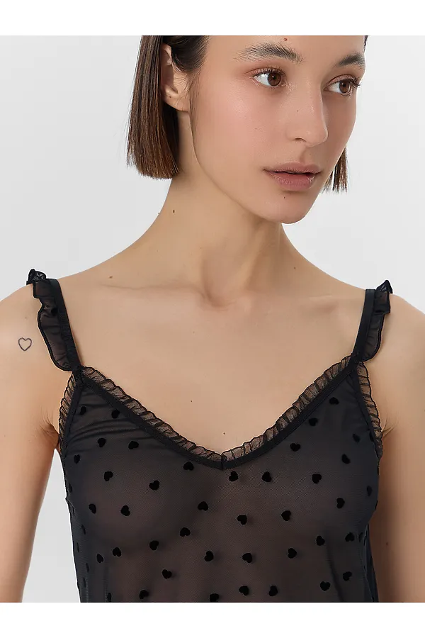 Сорочка ночная женская MARK FORMELLE, сердечки на черном - фото 2