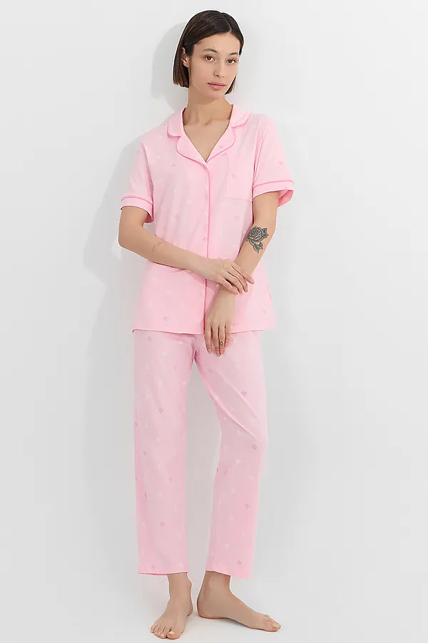 Костюм женский (жакет, бриджи) MARK FORMELLE, текст на розовом - фото 2