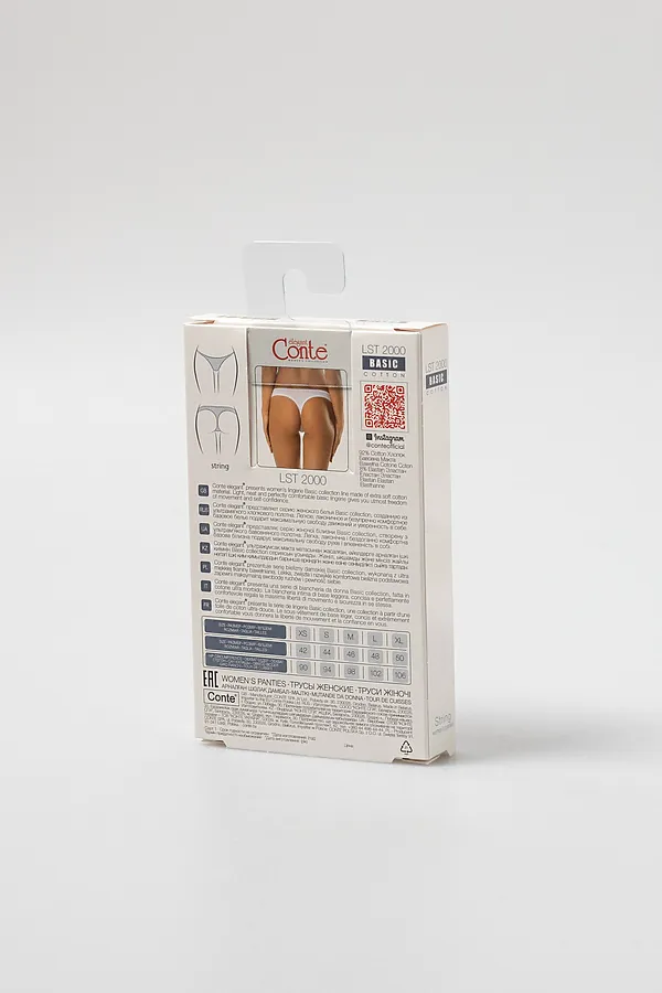 CONTE BASIC COLLECTION LST 2000 Трусы женские "стринг" (в коробке) CONTE ELEGANT, белый - фото 2