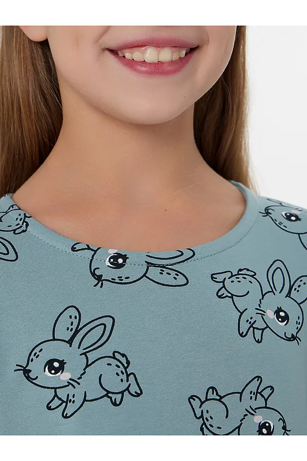 Платье для девочек MARK FORMELLE, зайчики на цвете сланец - фото 2