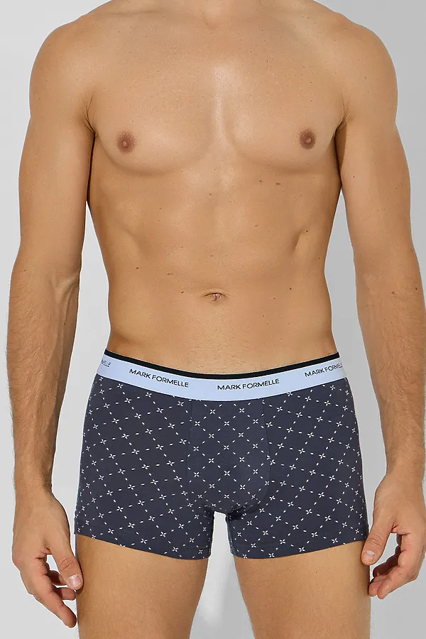 Трусы мужские (2шт) MARK FORMELLE, узор сетка на т.сером +черный - фото 2