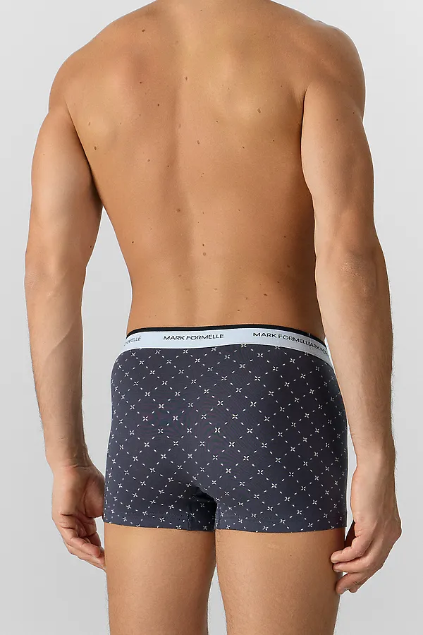 Трусы мужские (2шт) MARK FORMELLE, узор сетка на т.сером +черный - фото 2