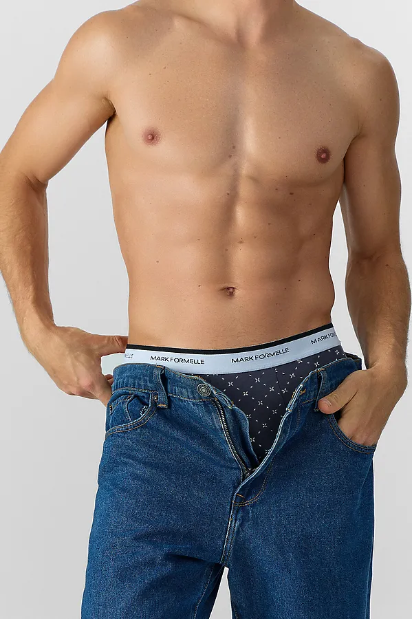 Трусы мужские (2шт) MARK FORMELLE, узор сетка на т.сером +черный - фото 2