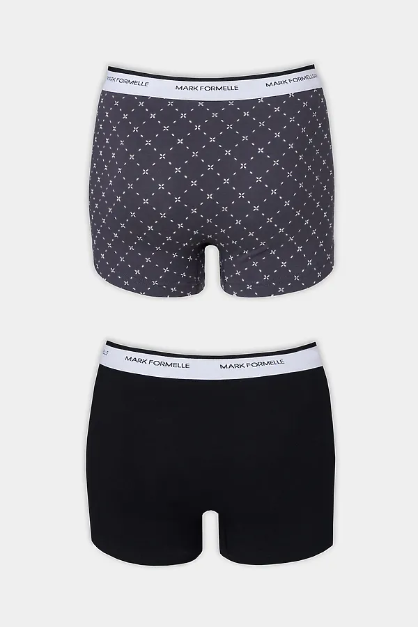 Трусы мужские (2шт) MARK FORMELLE, узор сетка на т.сером +черный - фото 2