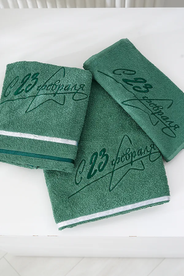 Полотенце 14418/13 23 февраля плотность 350гр НАТАЛИ, зеленый - фото 2
