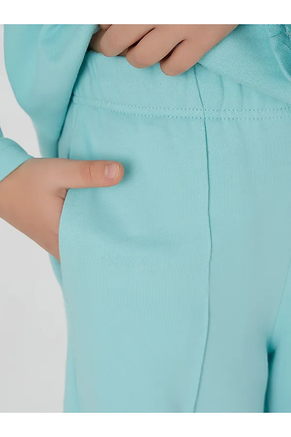 Комплект для девочек (свитшот, брюки) MARK FORMELLE, бирюзово -голубой +печать - фото 2