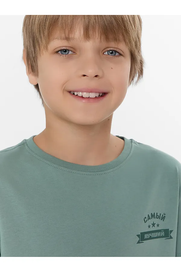 Комплект для мальчиков (футболка, шорты) MARK FORMELLE, зеленая пастель +зеленая клетка - фото 2