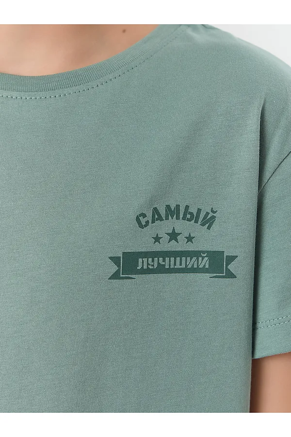 Комплект для мальчиков (футболка, шорты) MARK FORMELLE, зеленая пастель +зеленая клетка - фото 2