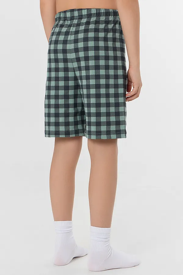 Комплект для мальчиков (футболка, шорты) MARK FORMELLE, зеленая пастель +зеленая клетка - фото 2