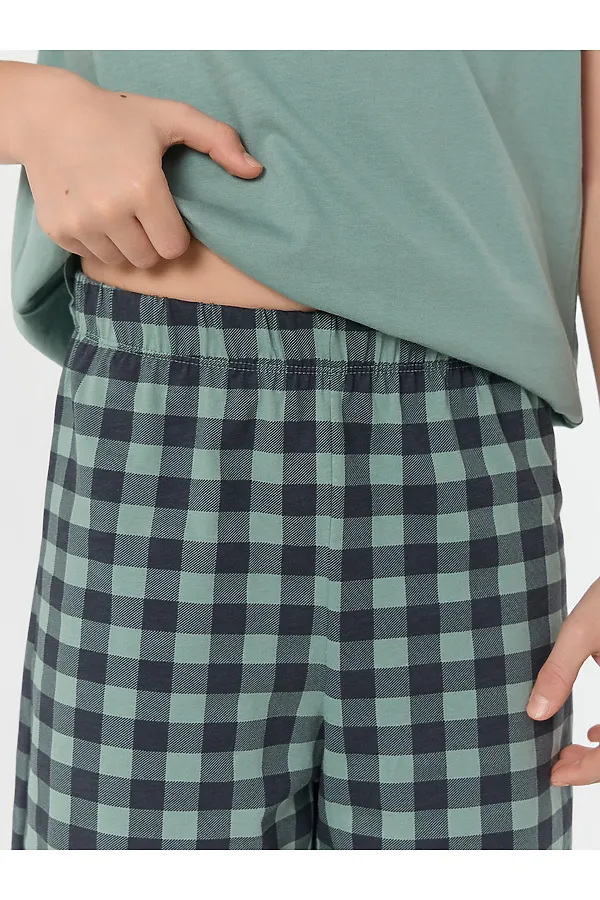 Комплект для мальчиков (футболка, шорты) MARK FORMELLE, зеленая пастель +зеленая клетка - фото 2