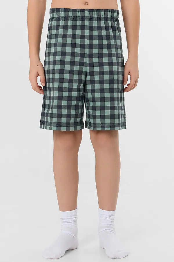 Комплект для мальчиков (футболка, шорты) MARK FORMELLE, зеленая пастель +зеленая клетка - фото 2