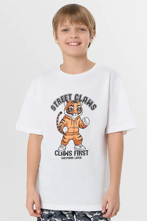 Комплект для мальчиков (джемпер, брюки) MARK FORMELLE, белый +тигры камуфляж - фото 2