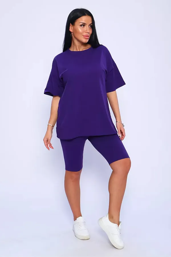 Костюм с велосипедками КЖ-002 НАТАЛИ, фиолетовый - фото 2