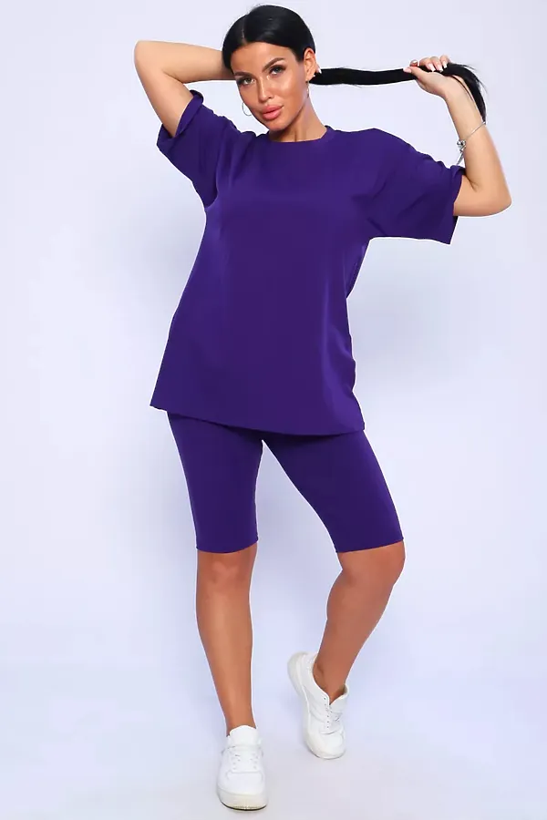 Костюм с велосипедками КЖ-002 НАТАЛИ, фиолетовый - фото 2