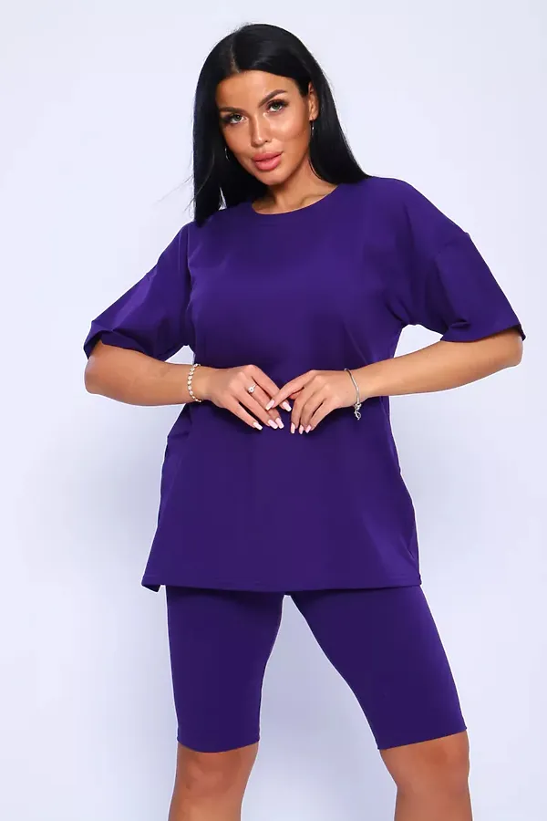 Костюм с велосипедками КЖ-002 НАТАЛИ, фиолетовый - фото 2