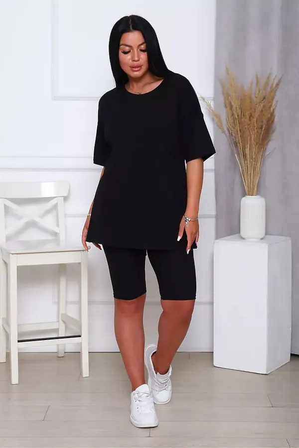 Костюм с велосипедками КЖ-002 НАТАЛИ, черный - фото 2