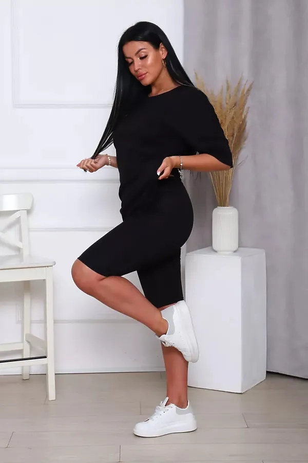 Костюм с велосипедками КЖ-002 НАТАЛИ, черный - фото 2