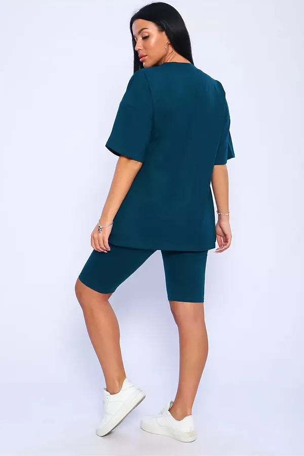 Костюм с велосипедками КЖ-002 НАТАЛИ, изумрудный - фото 2