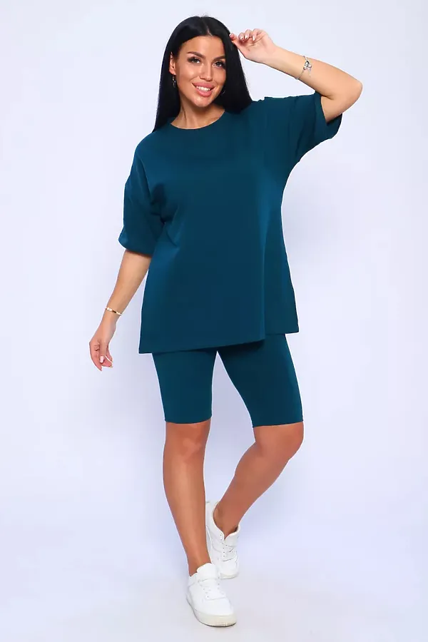 Костюм с велосипедками КЖ-002 НАТАЛИ, изумрудный - фото 2