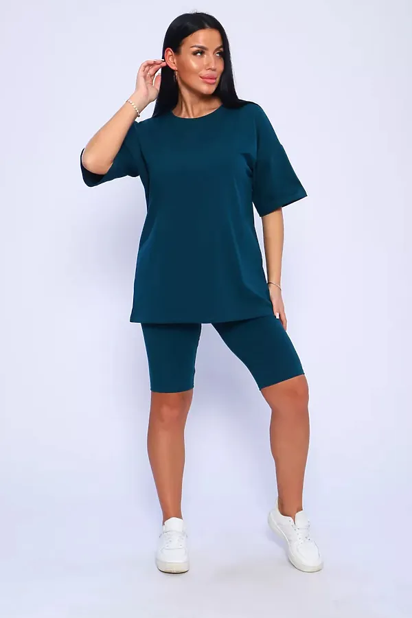 Костюм с велосипедками КЖ-002 НАТАЛИ, изумрудный - фото 2