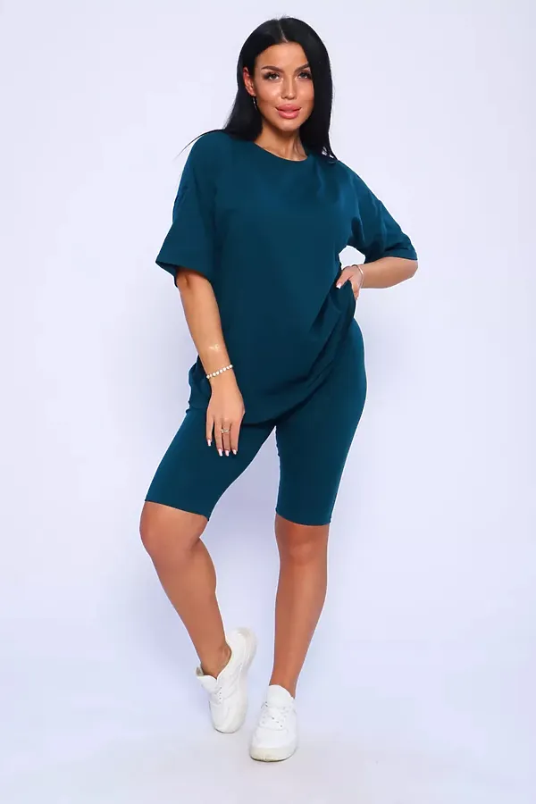 Костюм с велосипедками КЖ-002 НАТАЛИ, изумрудный - фото 2